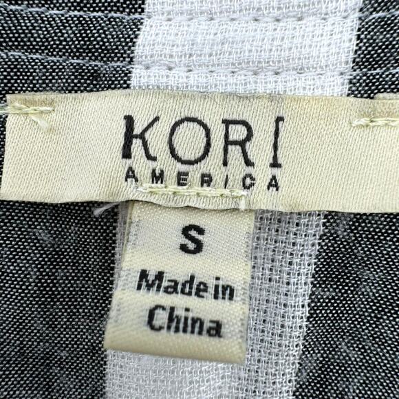 KORI AMERICA Women's Small Gray White Striped Tunic Tank Top Lagenlook Beachy - Picture 4 of 8